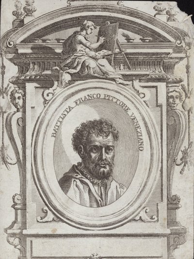 Battista Franco Veneziano, born as Giovanni Battista Franco, an Italian artist. Engraving by Giorgio Vasari by Giorgio Vasari